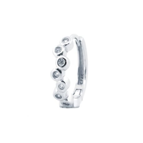 sterling silver cubic zirconia bubble bezel zig zag hoop earrings