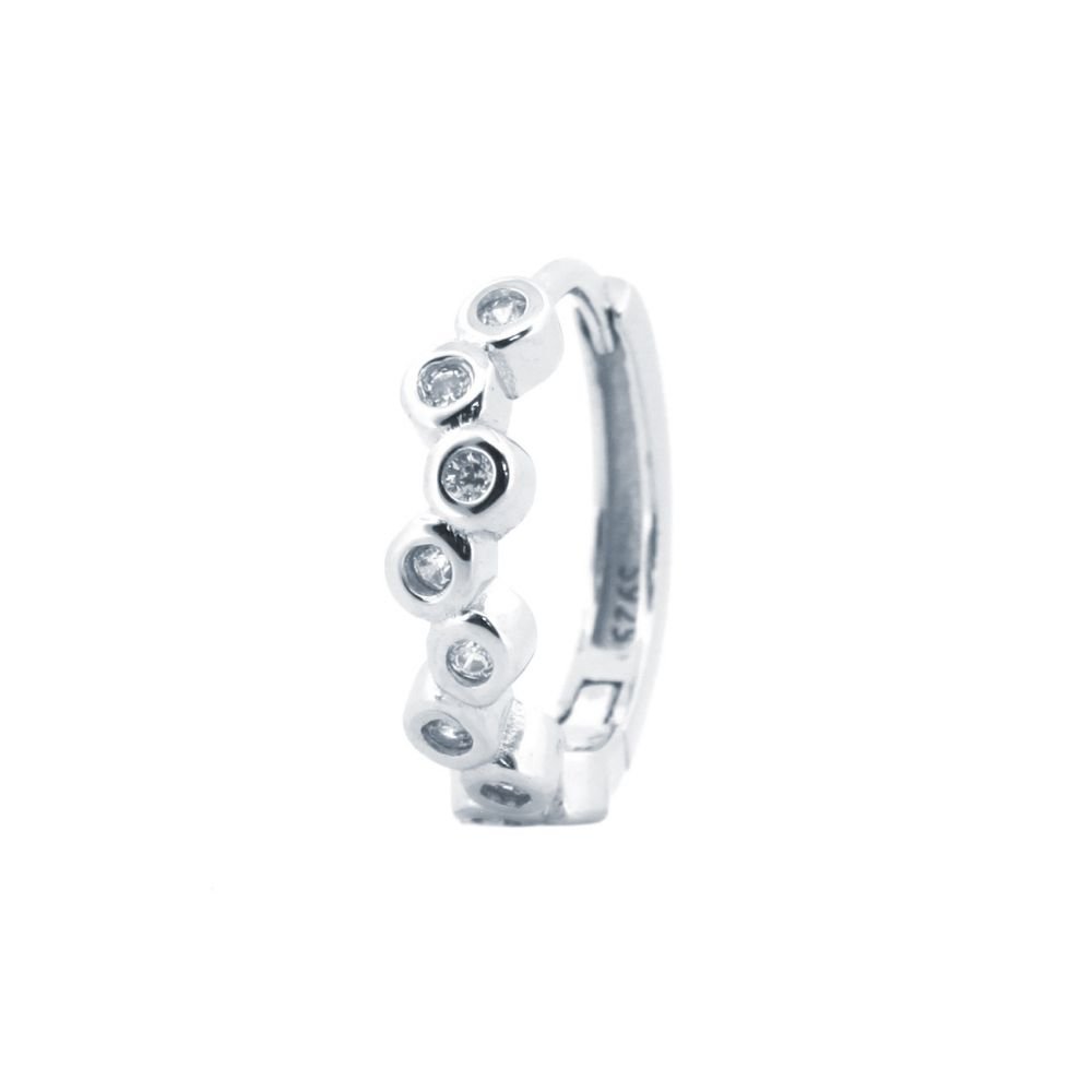 sterling silver cubic zirconia bubble bezel zig zag hoop earrings