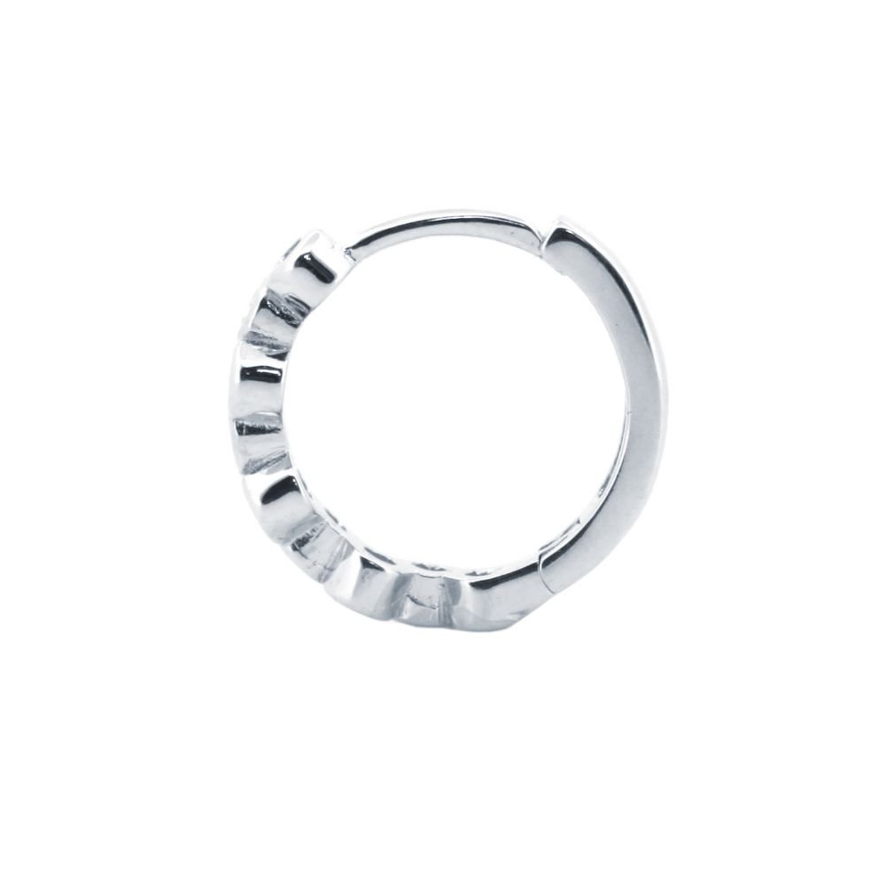 Sterling Silver CZ Bubble Bezel Zig Zag Hoop Earrings - Image 3