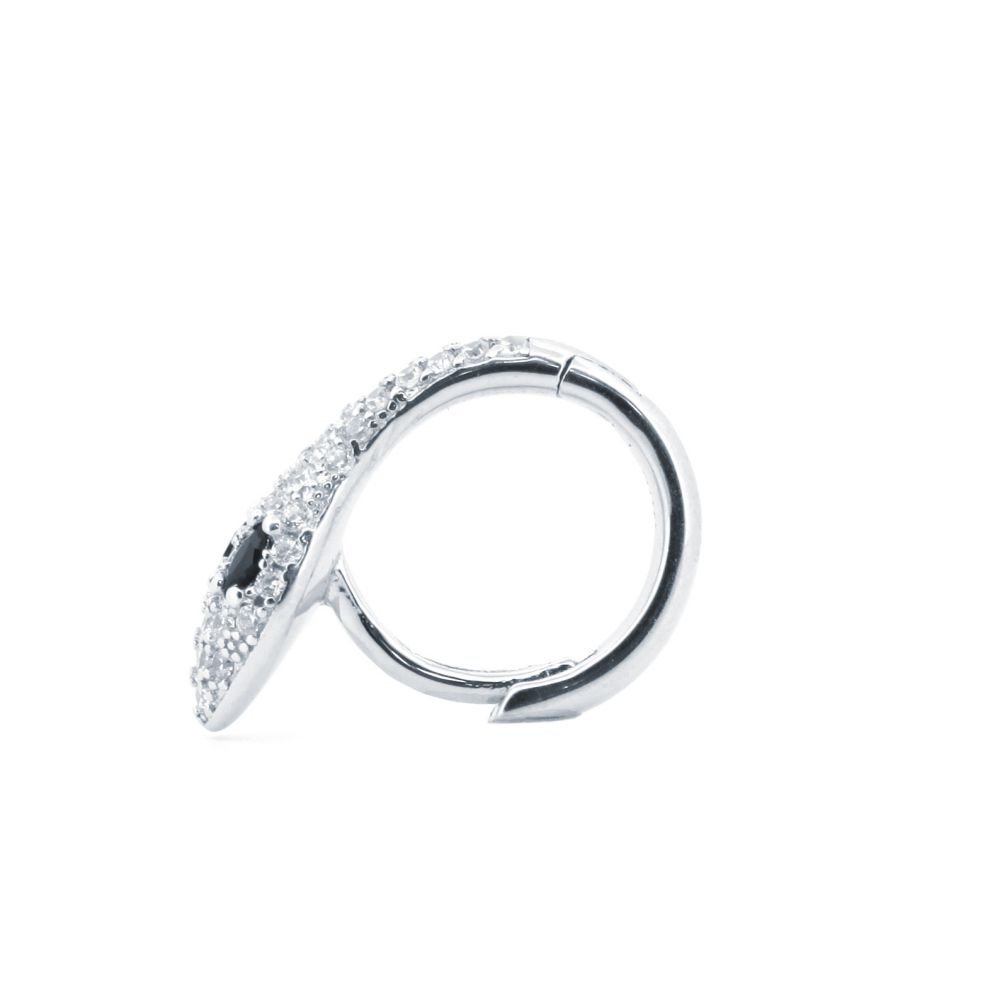 Sterling Silver Black Marquise CZ Snake Huggie Hoop Earrings - Image 3