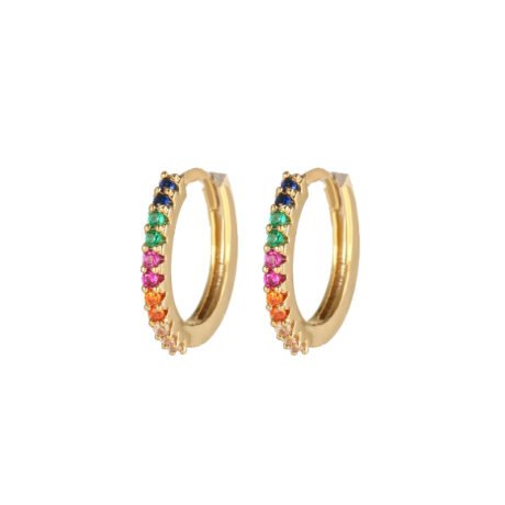 14ct gold-plated sterling silver rainbow cubic zirconia huggie earrings