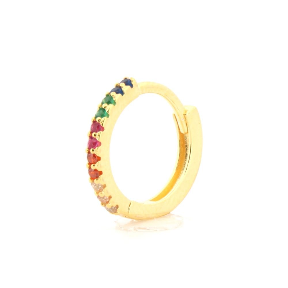 Sterling Silver Rainbow CZ Pavé Huggie Hoop Earrings - Image 3