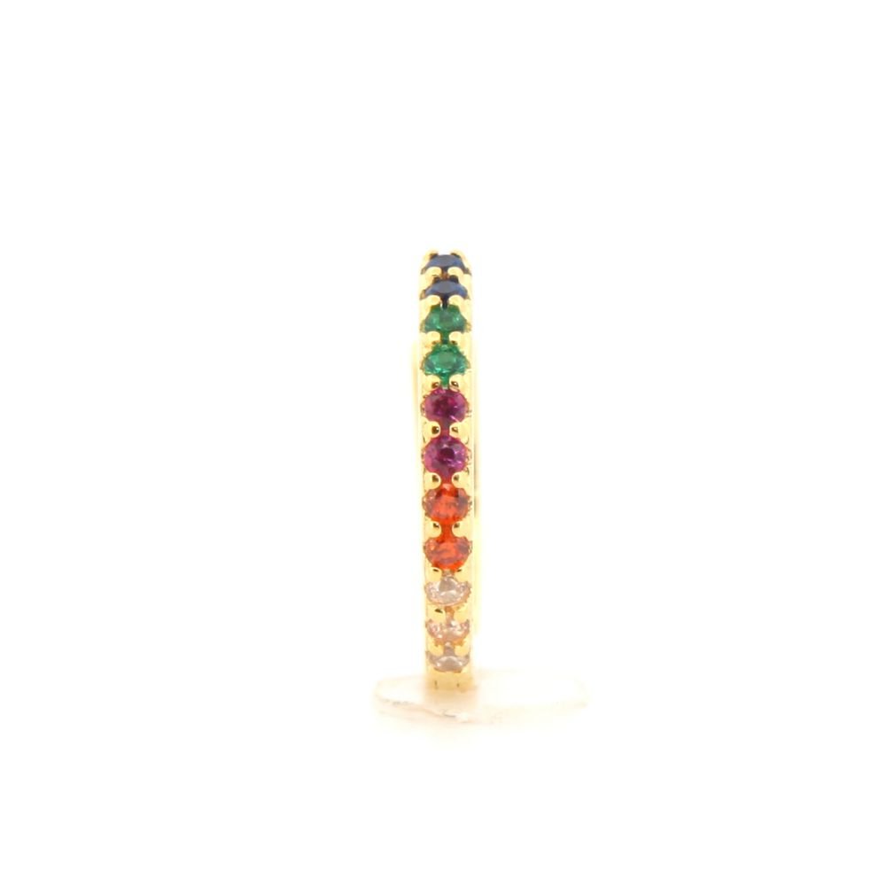 Sterling Silver Rainbow CZ Pavé Huggie Hoop Earrings - Image 2