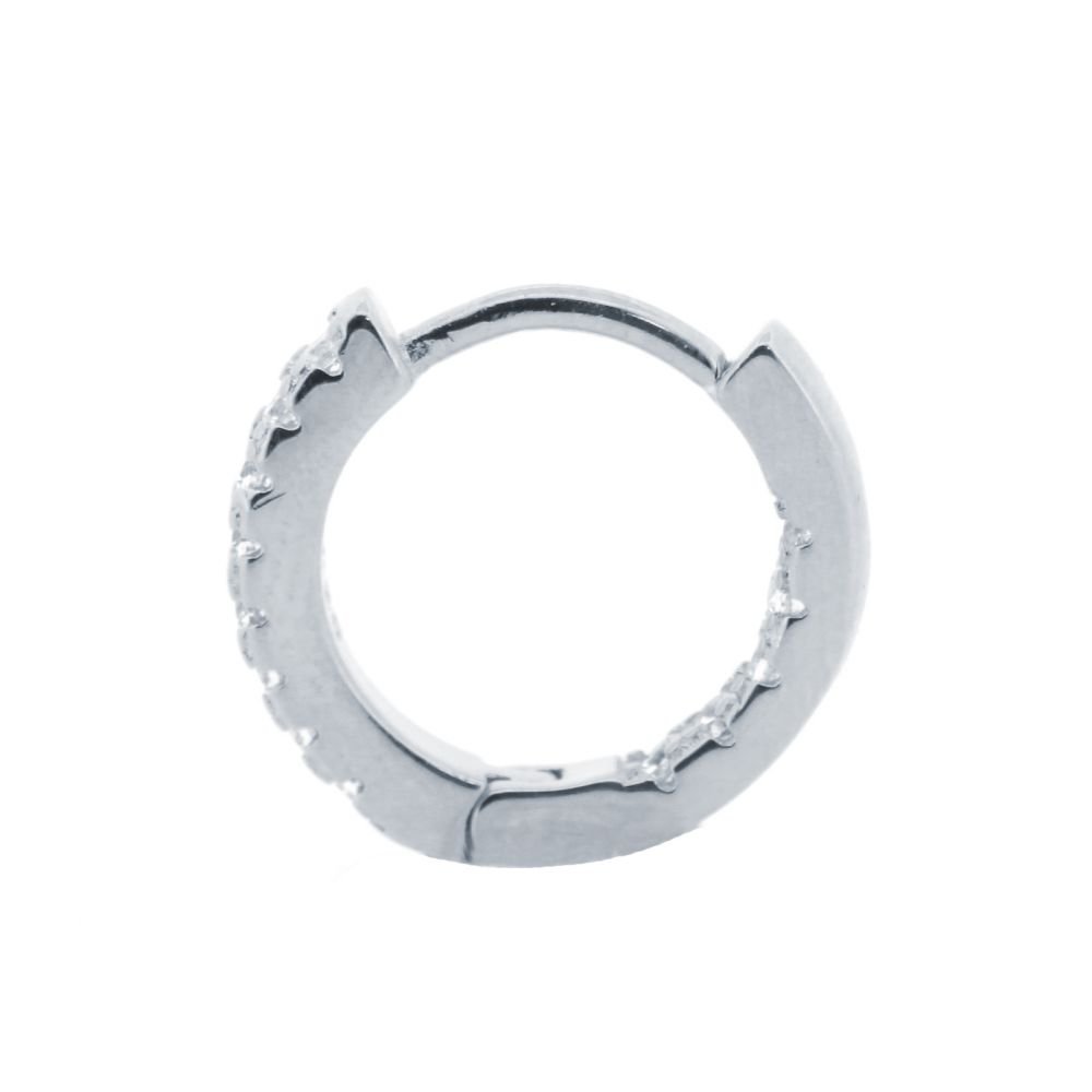 Sterling Silver CZ Inside-Out Pavé Huggie Hoop Earrings - Image 7