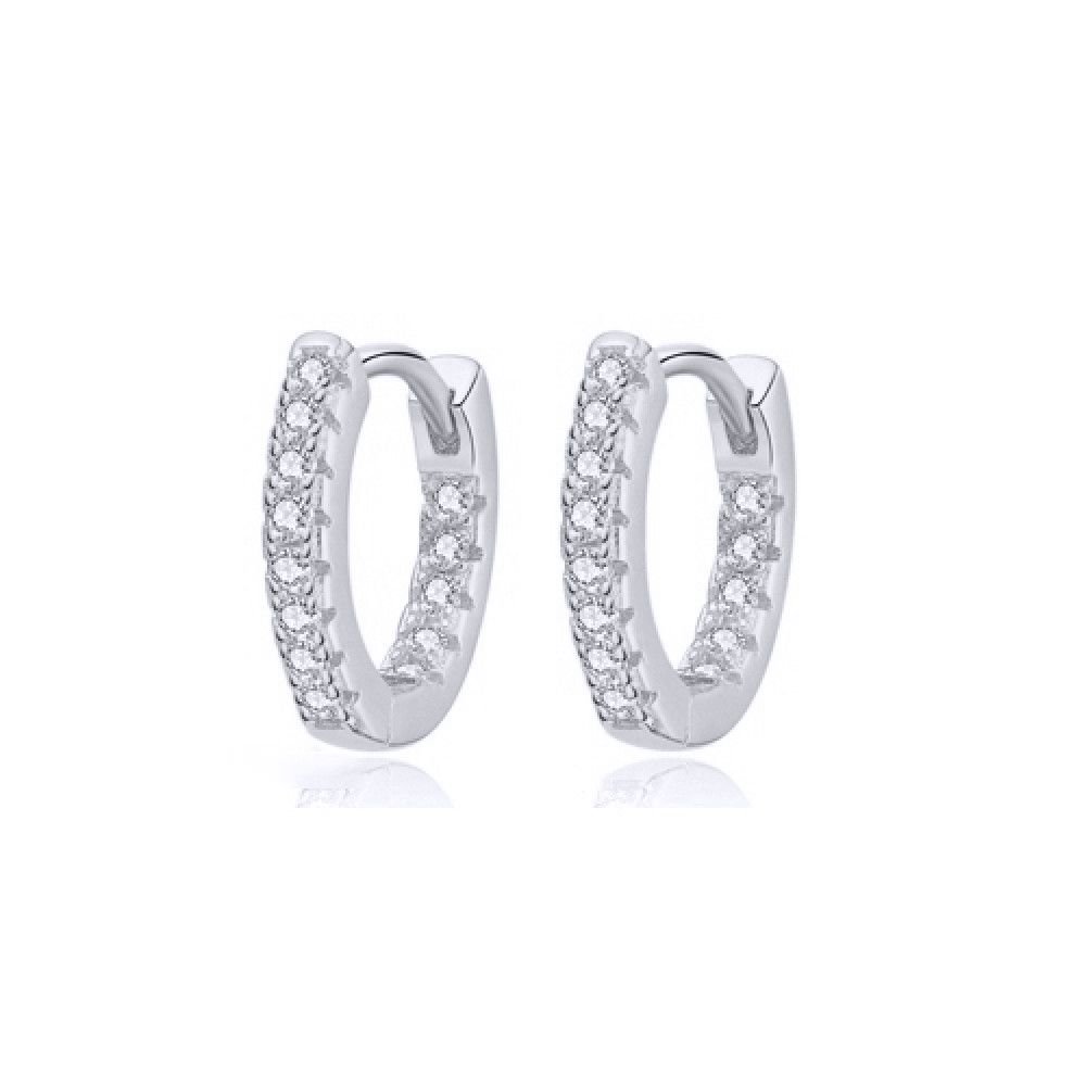 rhodium-plated sterling silver cubic zirconia inside-out huggie earrings