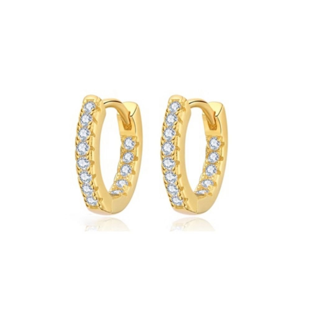14ct gold-plated sterling silver cubic zirconia inside-out huggie earrings