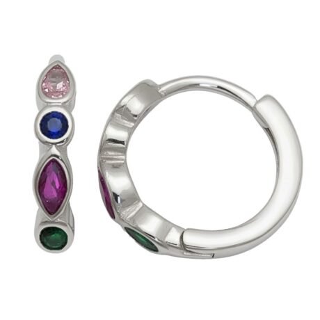 multi cubic zirconia hoop earrings