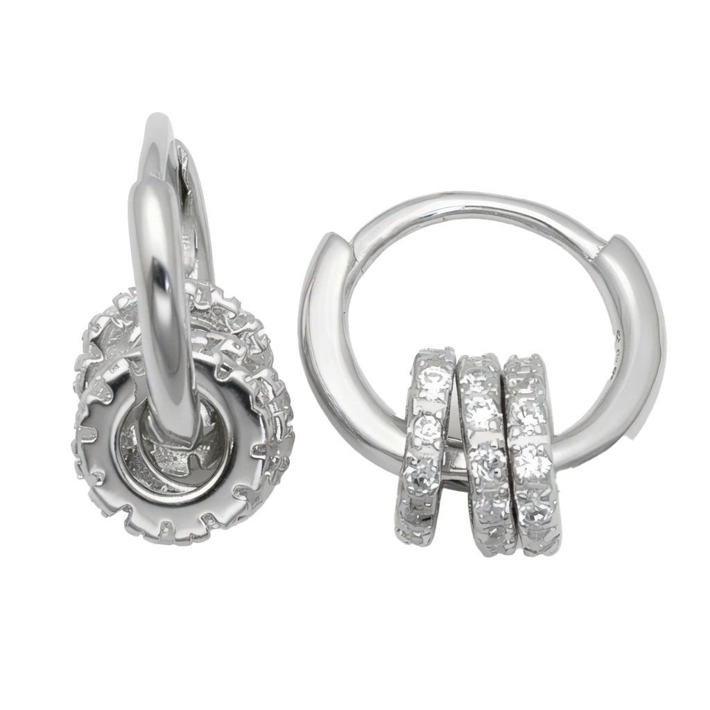cubic zirconia gear hoop earrings