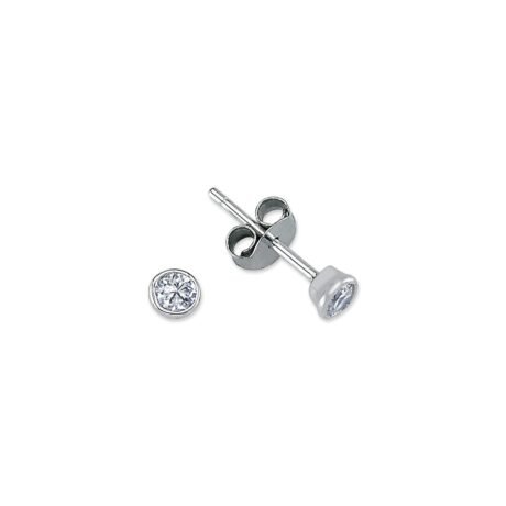 Sterling Silver 4mm CZ Rub Over Stud Earrings