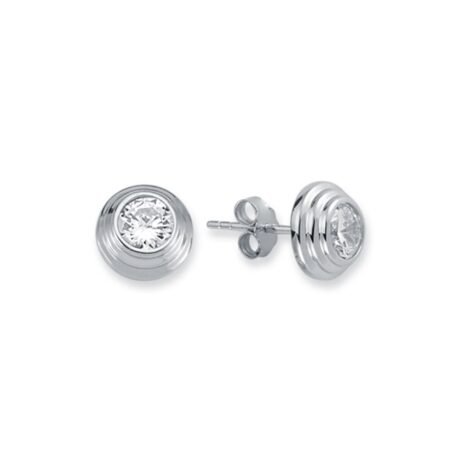 Sterling Silver Tiered Wedding Cake Solitare 4mm CZ Stud Earrings