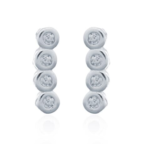 sterling silver cubic zirconia 4-stone bubble bezel stud earrings