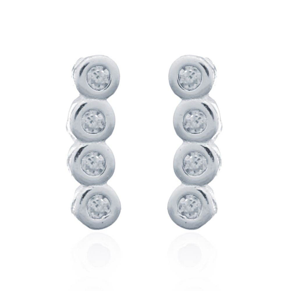 sterling silver cubic zirconia 4-stone bubble bezel stud earrings