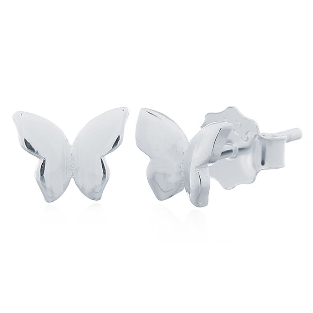 Sterling Silver Floating Butterfly Stud Earrings - Image 2