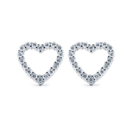 sterling silver cubic zirconia open heart halo stud earrings