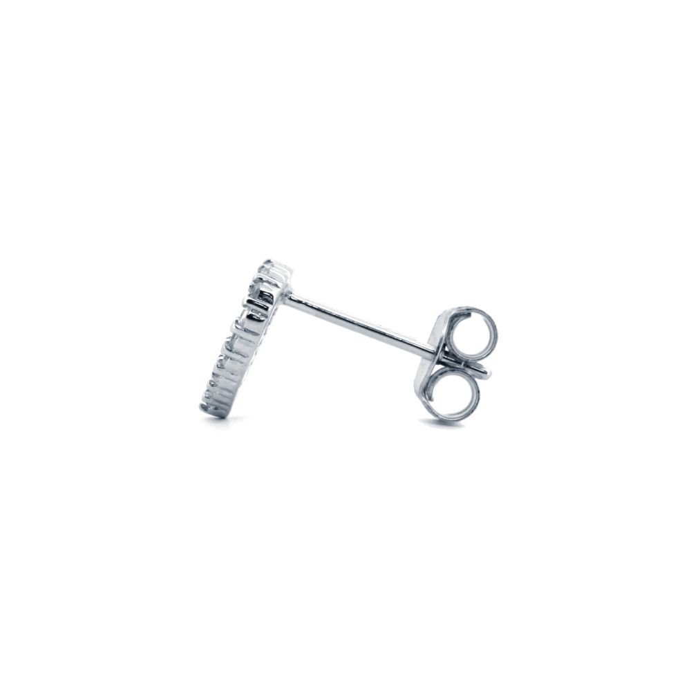 Sterling Silver CZ Open Heart Halo Stud Earrings - Image 2
