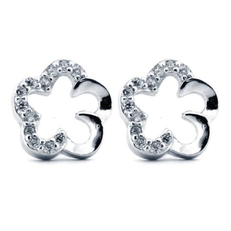 cubic zirconia clover stud earrings