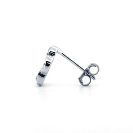 cubic zirconia clover stud earrings side view