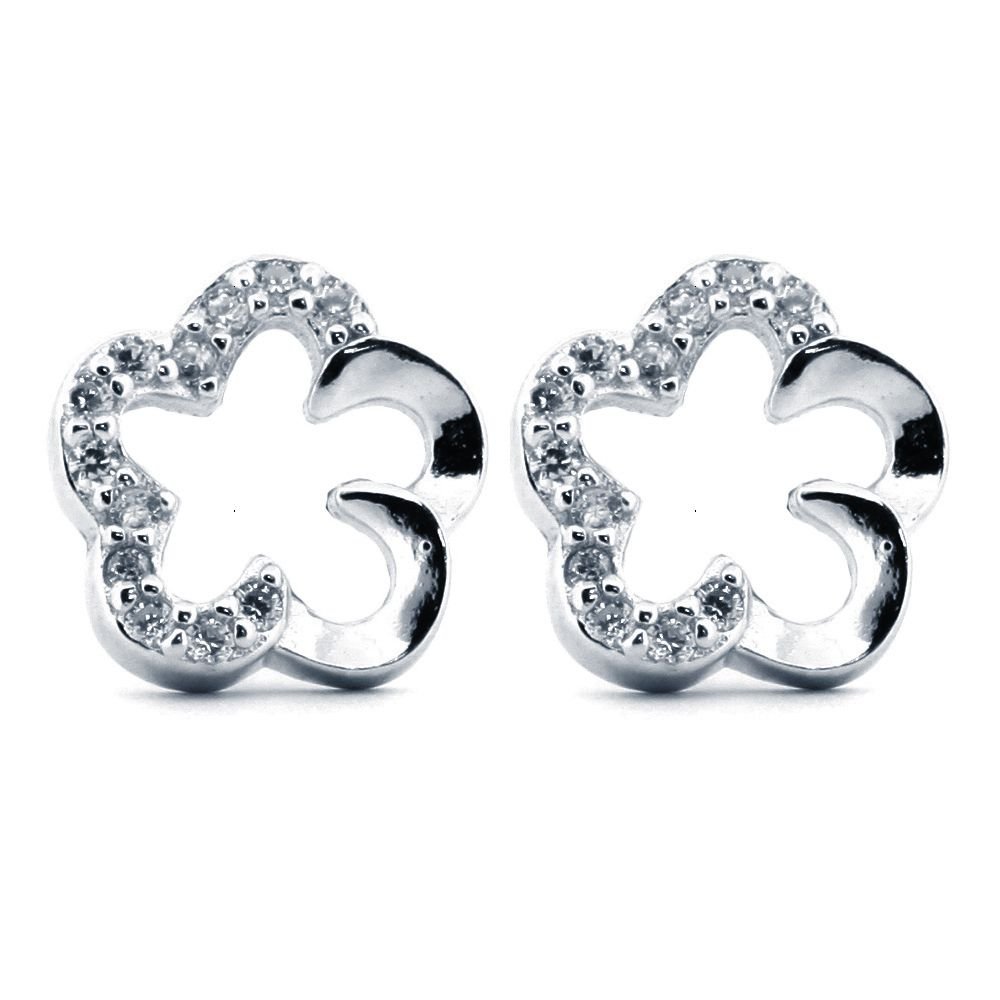 cubic zirconia clover stud earrings