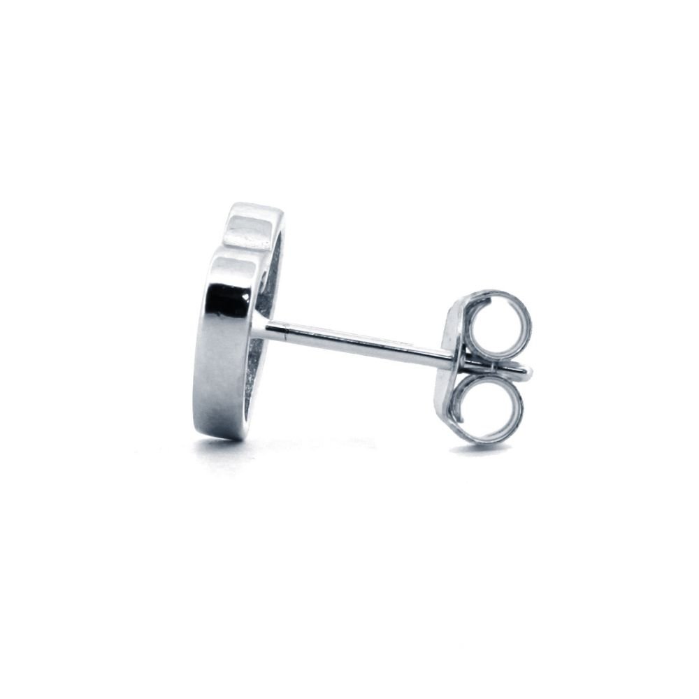 Sterling Silver Rhodium Plated CZ Heart Stud Earrings - Image 3