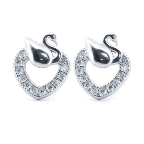cubic zirconia heart stud earrings