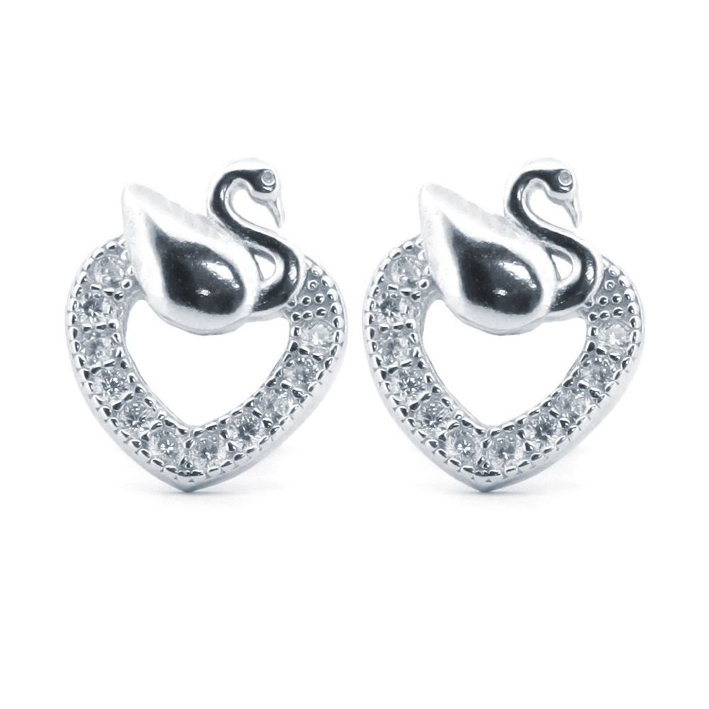 cubic zirconia heart stud earrings