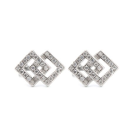 cz interlocking squares stud earrings