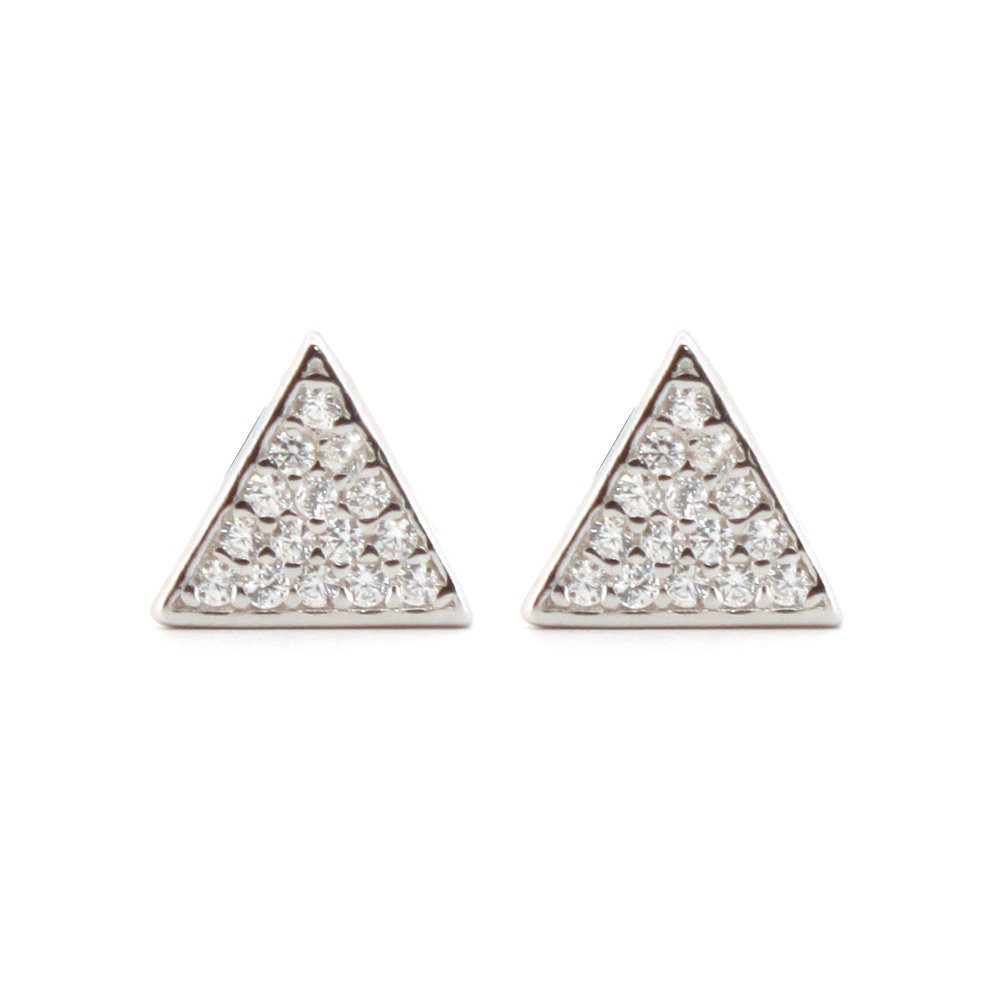 sterling silver cubic zirconia snooker ball triangle stud earrings