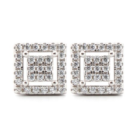 cz double-square stud earrings