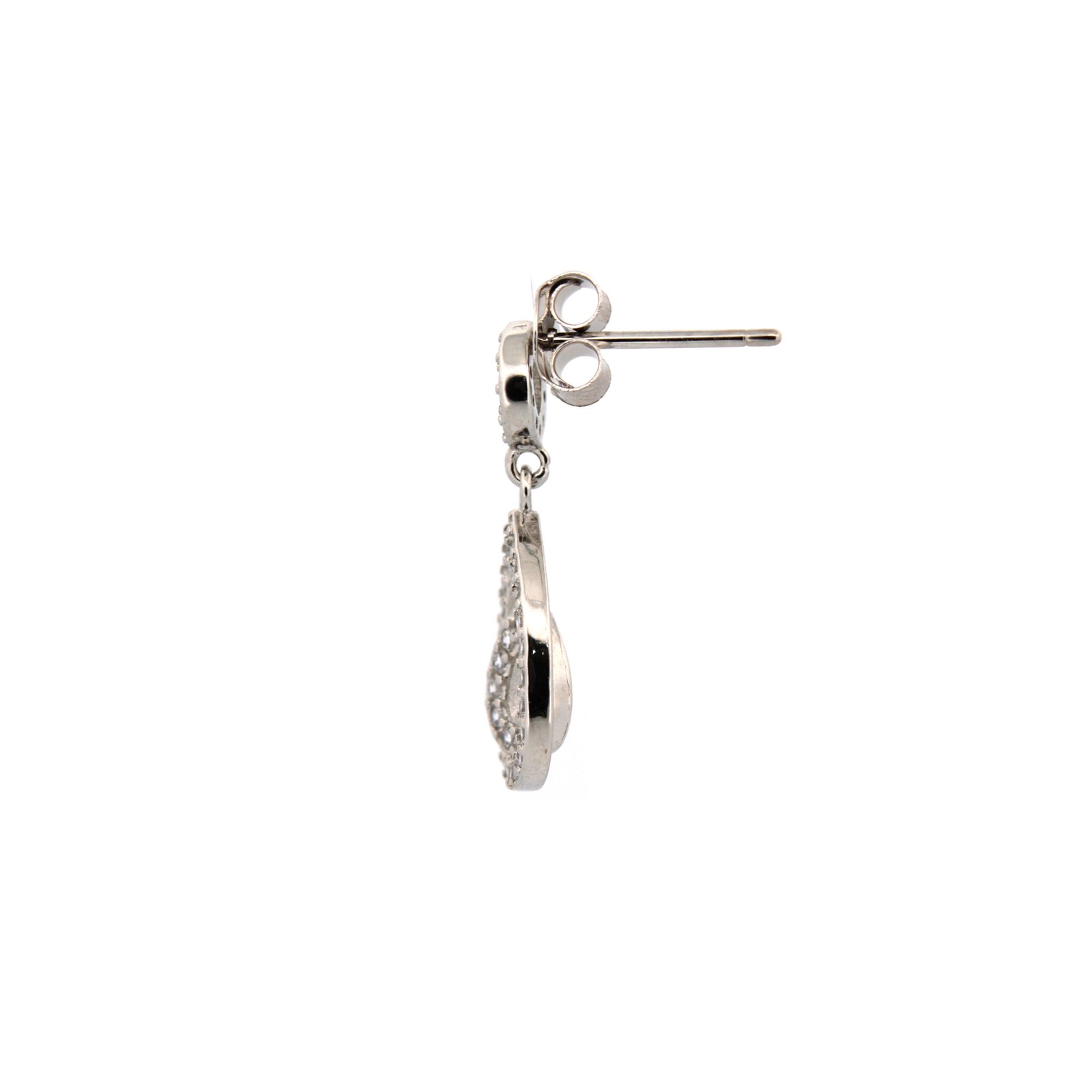 cubic zirconia drop earrings side view
