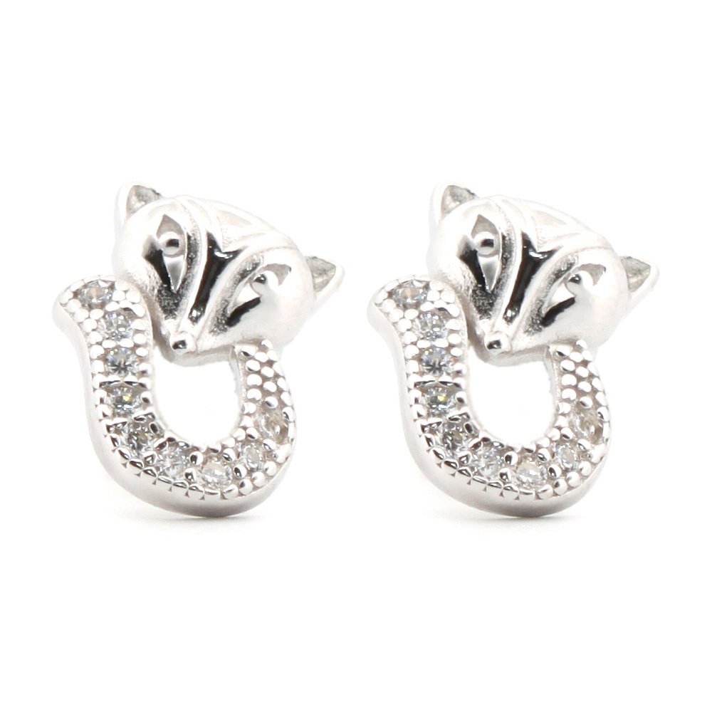 cubic zirconia cat stud earrings