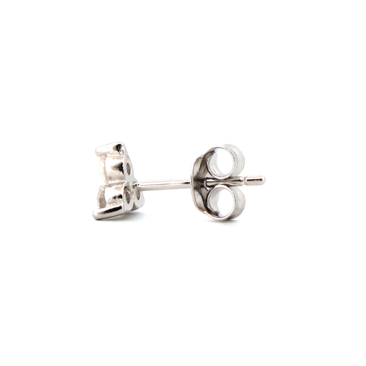 Sterling Silver CZ 2-Claw Trilogy Stud Earrings - Image 2