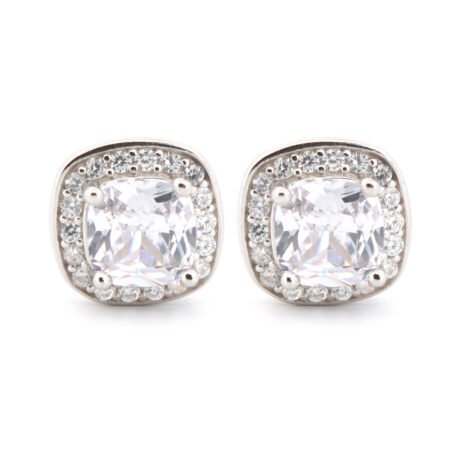 cushion cubic zirconia halo stud earrings