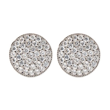 cz flat disc stud earrings