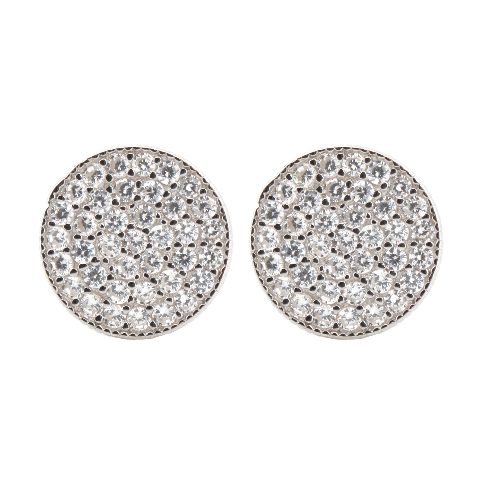 cz flat disc stud earrings