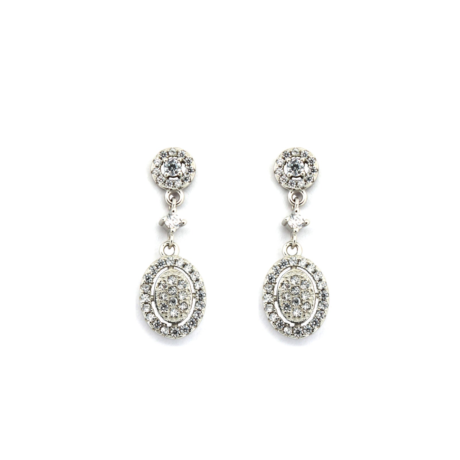 rhodium-plated cubic zirconia drop earrings – 26.7mm