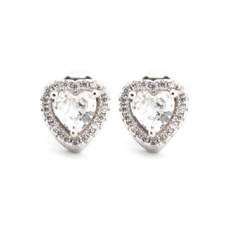 heart cubic zirconia halo stud earrings