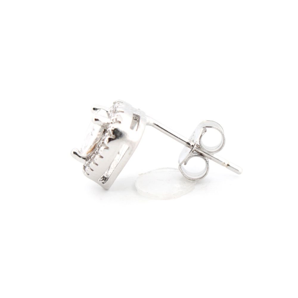heart cubic zirconia halo stud earrings alternate view 1