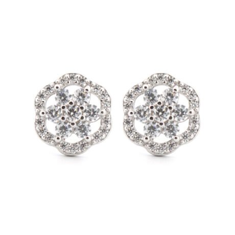 cz scallop-edge daisy stud earrings