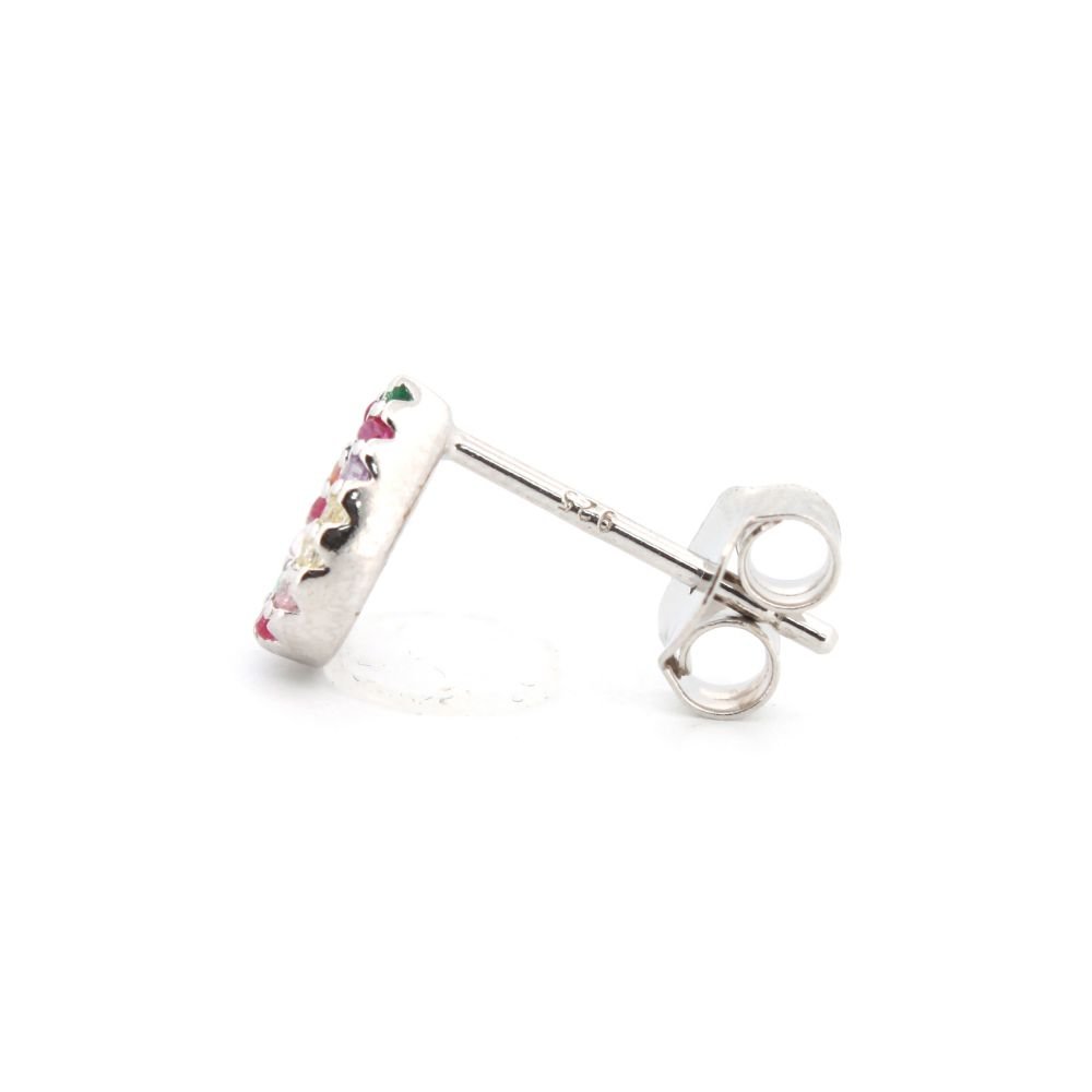 Sterling Silver Rainbow CZ Pear Drop Stud Earrings - Image 2