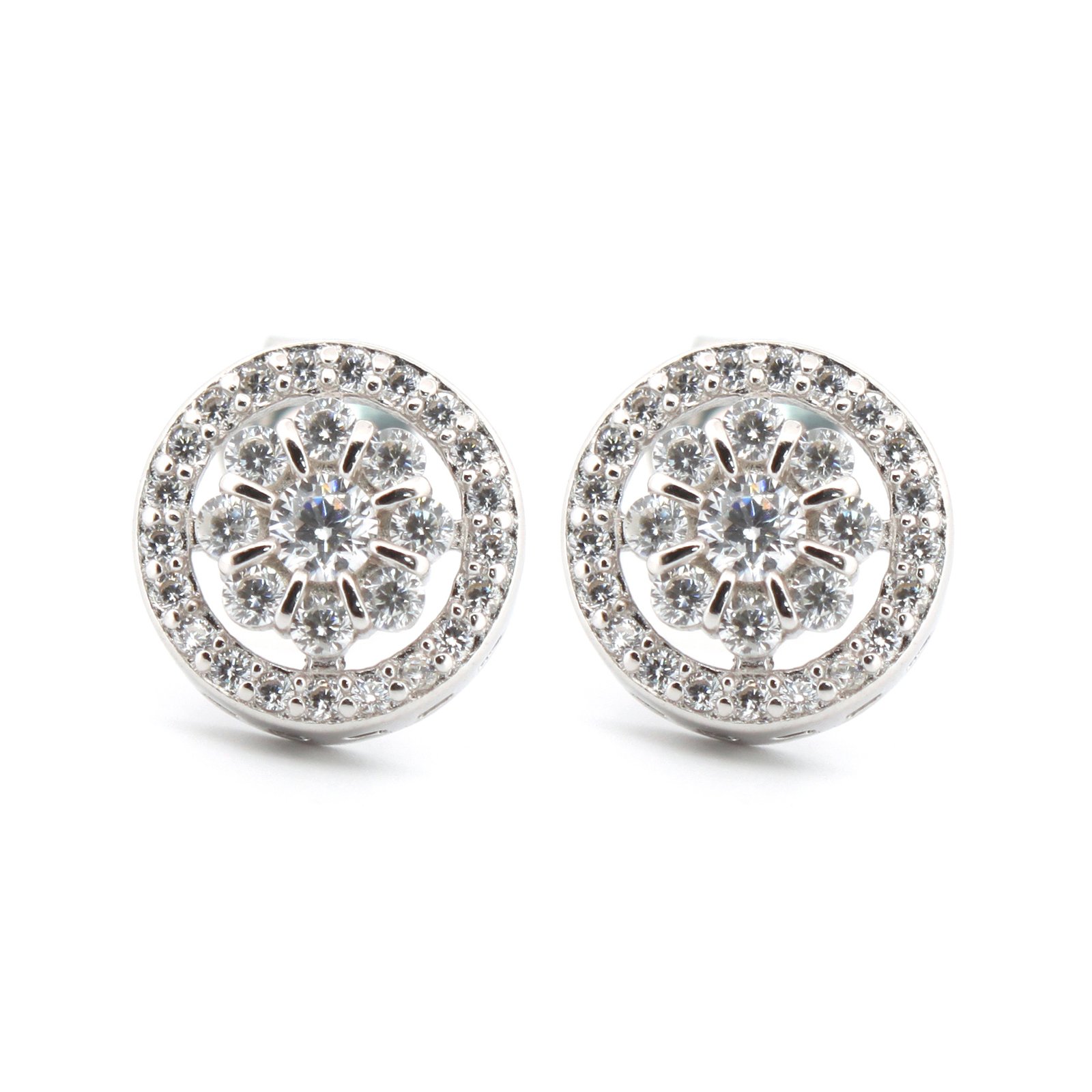 cz daisy cluster stud earrings