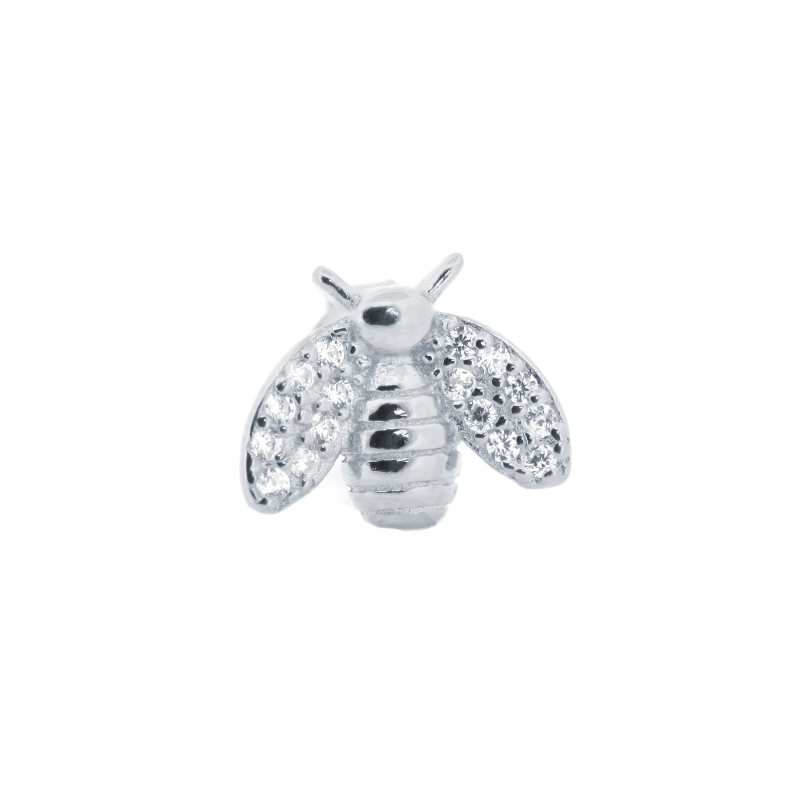 Sterling Silver CZ Bumble Bee Stud Earrings - Image 4