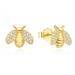 Sterling Silver CZ Bumble Bee Stud Earrings