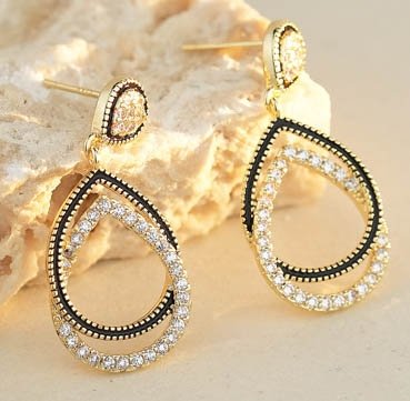 Sterling Silver Gold-Plated CZ Pear Tears Drop Earrings - Image 2