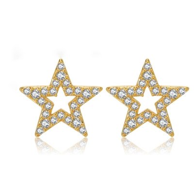 gold-plated cubic zirconia sparkling star stud earrings