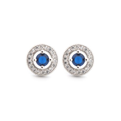 Sterling Silver Rhodium Halo Stud Earrings CZ – AES221B