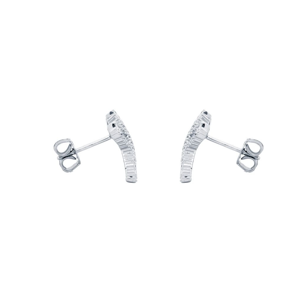 Sterling Silver Pink Lilac Blue Princess CZ Kiss Stud Earrings - Image 2