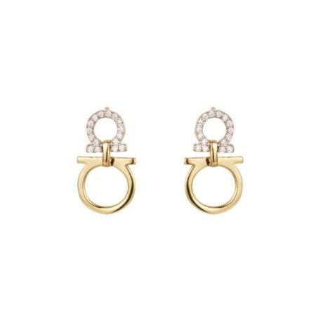 gold plated cubic zirconia equestrian hoops