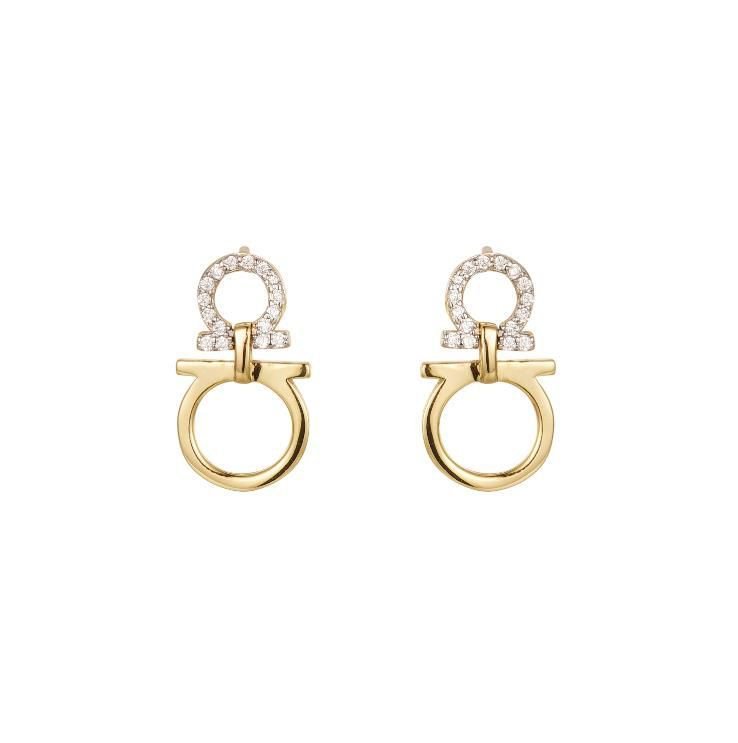 gold plated cubic zirconia equestrian hoops