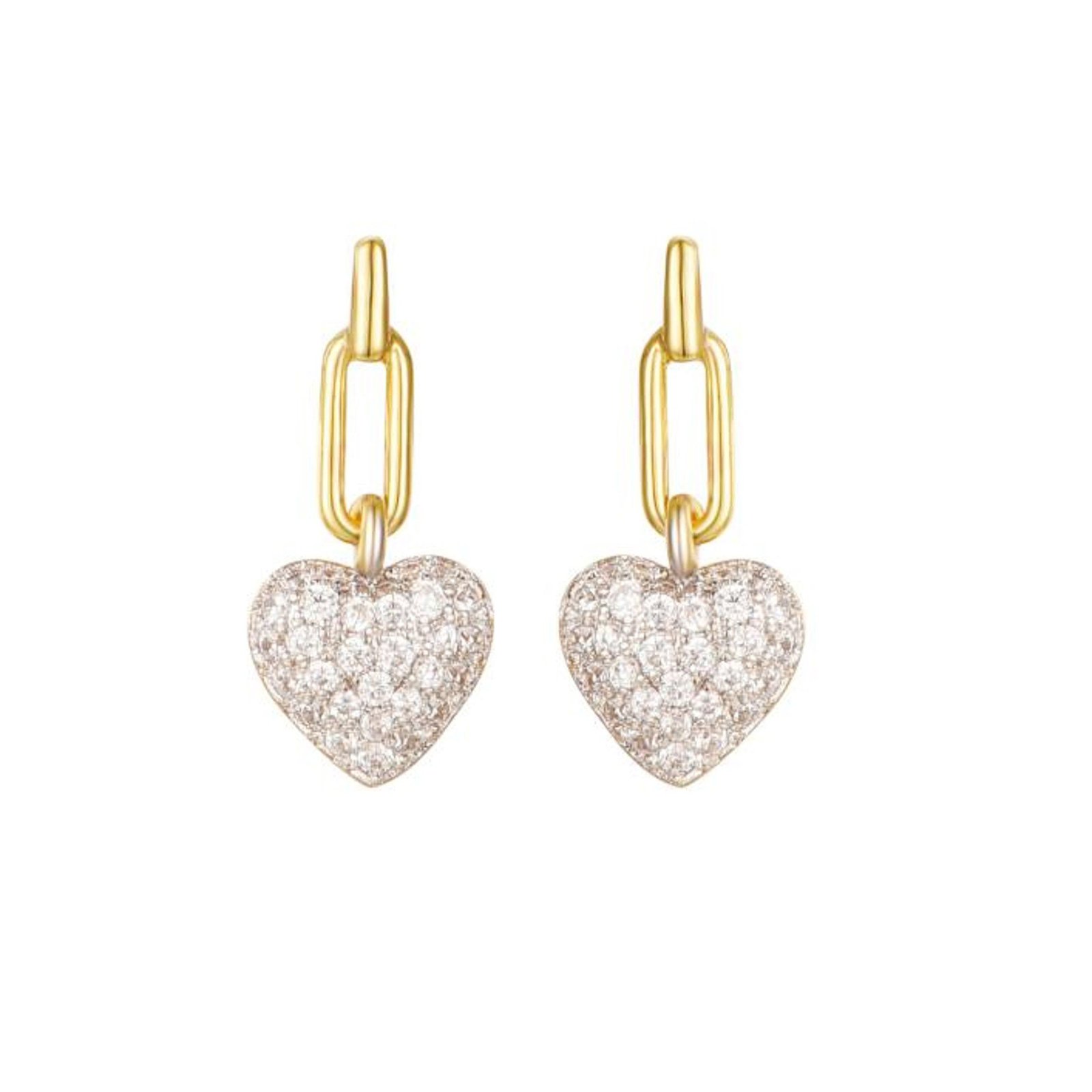 gold plated cubic zirconia heart drops