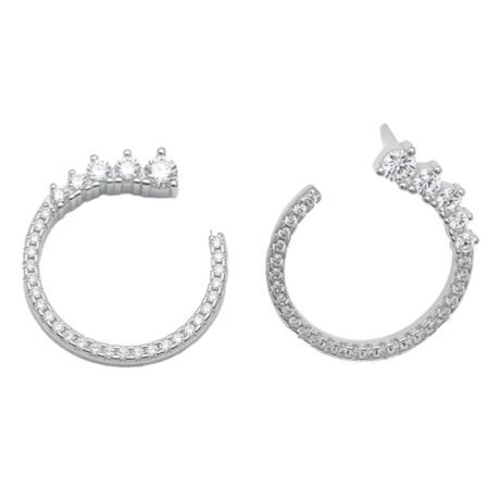 cubic zirconia crown hoop earrings